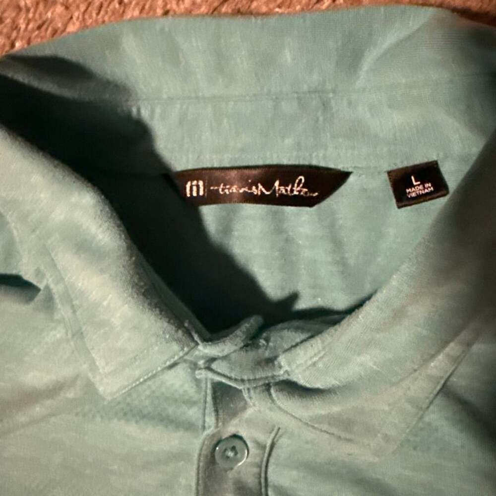 TravisMathew Polo Shirt Size L Teal Green Short Sleeve
